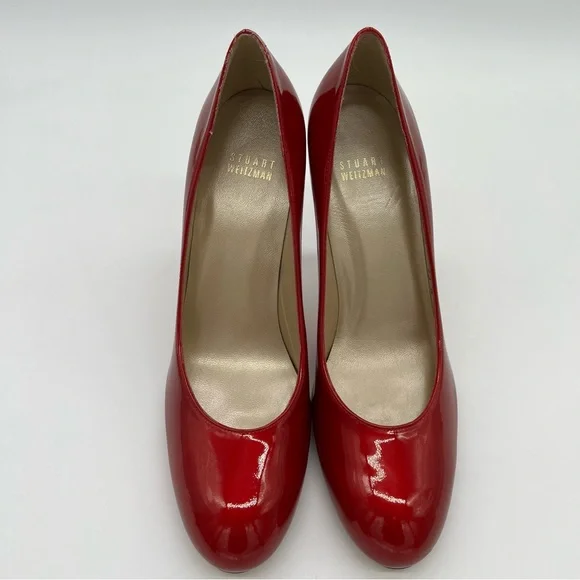 Stuart Weitzman Red Patent Leather Pumps Size 9.5 N - Picture 9 of 13